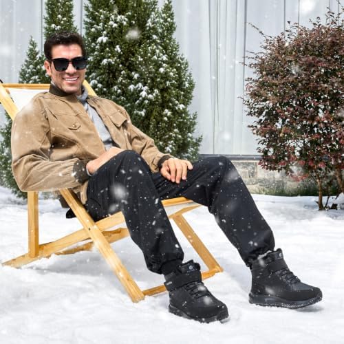 FitVille Wide Width Mens Winter Boots Fur Lined Extra Wide Snow Boot Lightweight Non Slip Outdoor Mens Diabetic Shoes for Flat Feet
