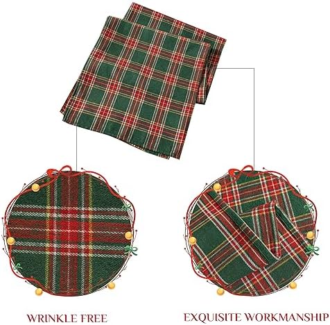 Softalker Christmas Checkered Tartan Table Runner, Green, 13 x 108 Inch