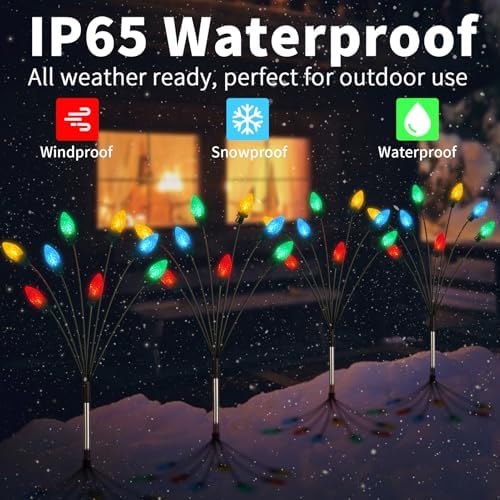 C7 Solar Christmas Decorations Outdoor, Vintage Solar Pathway Stake Lights