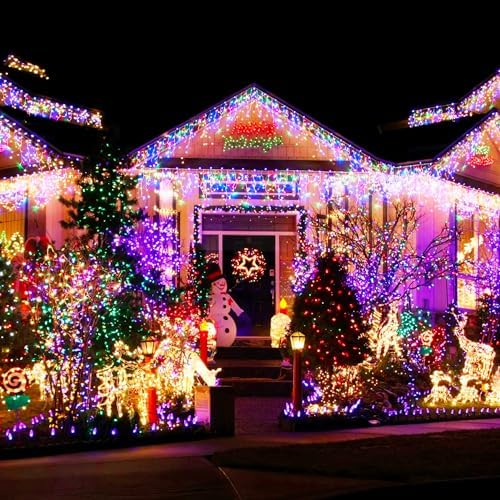 Dazzle Bright Outdoor Christmas String Lights, 1000 LED 328 FT Plug in Fairy Light with Remote Control 8 Modes & Timer, Waterproof Decoration for Home Garden Yard Xmas Wedding, Multi-Colored