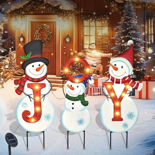 BRIGHTDECK 3 Pack Christmas Snowman Yard Signs Outdoor Decorations