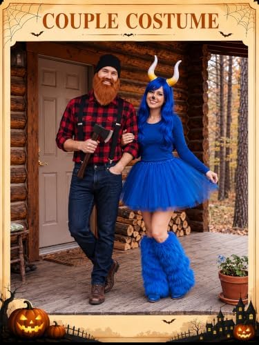 8 Pcs Lumberjack Blue Ox Costume Accessories Men Women Couple