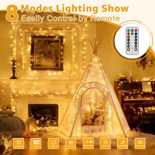 Ollny Christmas Lights Outdoor 800LED 262FT, Warm White Plug in Fairy Light