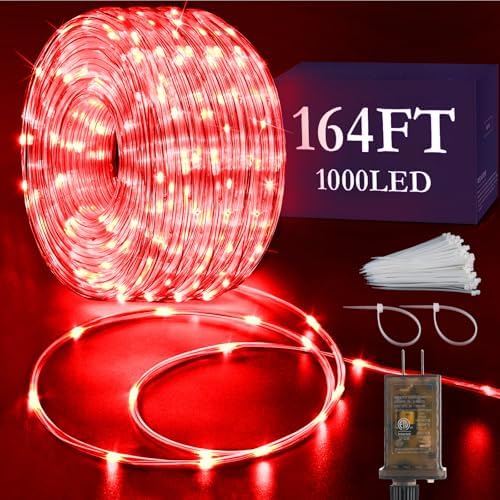 KNONEW 1000 LED Rope Lights Outdoor 164FT Rope Light for Outside Waterproof
