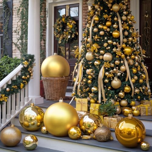 Threan 12 Inch Gold Matte Large Christmas Ball Ornament