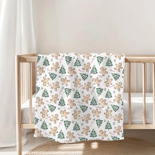 Sweet Christmas Trees Baby Blankets for Boy Girl Merry Christmas Treats Candy Fir Leaves Soft Flannel Nursery Bed Throws for Infant Toddler Crib Winter Holiday Swaddle Receiving Blankets 30x40inch