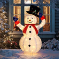 VINGLI 4FT Auto-Waving Outdoor Snowman Christmas Decorations, Lighted Pop Up Snowman w/120 LED Lights, Moving Hat, Red Scarf, Ground Stakes for Indoor, Yard, Outside Xmas Decor
