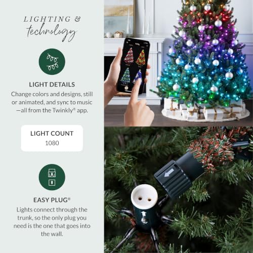 Balsam Hill BH Balsam Fir Full Tree - Realistic Artificial Christmas Tree with Premium Stand & Easy Assembly for Indoor Holiday Decorating, Twinkly, 9ft