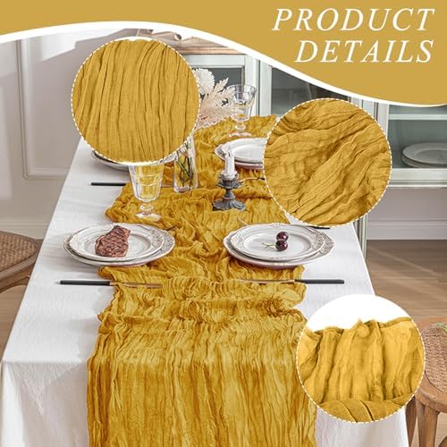 12 Pack Cheesecloth Table Runner, Runner Gauze Boho Wedding Decor Romantic Table Runner for Wedding Birthday Party(35" x 118")(Ginger)