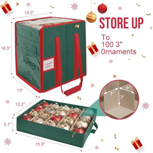 Christmas Ornament Storage Box,5 Tier Holds Up to 100-3” Holiday Décor