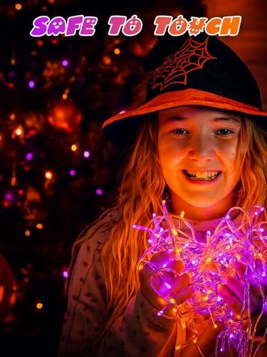 2 Pack 200 LED Battery Operated Halloween Lights, 8 Modes String Lights
