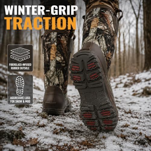 Hunthor Men's 1600G Insulated Waterproof Rubber Hunting Boots