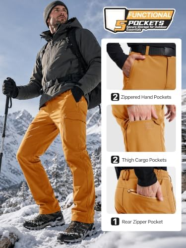 FREE SOLDIER Men's Outdoor Softshell Snow Ski Pants