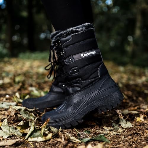 Knixmax Women's Waterproof Mid-Calf Winter Snow Boots US 6-11