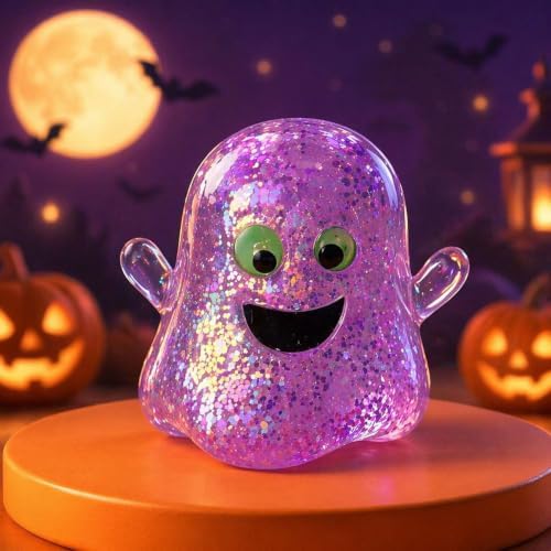 2026 Halloween Ghost Bao Glitter-Squishy Stress Balls Ghost Squishy Large Fidget Toy, Cute Ghost ebound Squeeze(Set of 5)