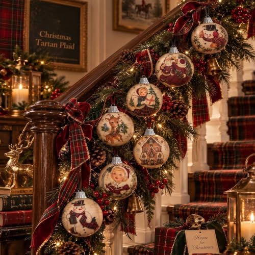 Outus 16pcs Vintage Christmas Tree Ornaments Ball, Burgundy Christmas Decor