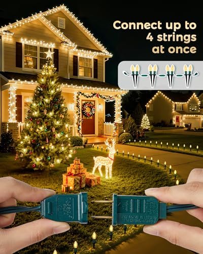 C9 Christmas Lights Outdoor,25.7 Ft 20 Bulbs Christmas Pathway Lights Clear