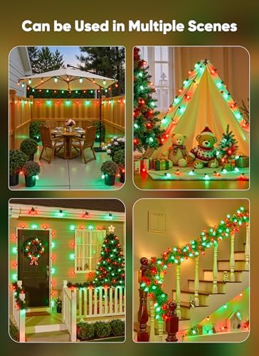 Minetom 50Ft Christmas Lights Outdoor, 50 LED Matte Bulbs, Red and Green