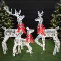 Best Choice Products 4ft 3-Piece 2D Lighted Christmas Deer Family Set, Large Outdoor Yard Reindeer Holiday Decoration with 175 LED Lights, Stakes, Zip Ties - Iridecent
