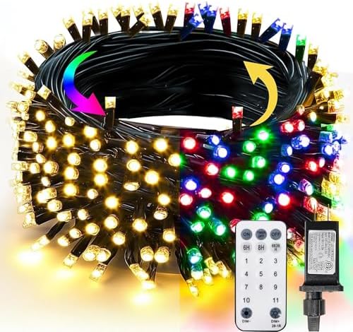 TW SHINE 66FT 200 LED Color Changing Christmas Lights, Warm White & Multi Color Waterproof String Lights with 11 Functions, Remote Christmas Decorations for Indoor Outdoor Party Wedding Garden Decor