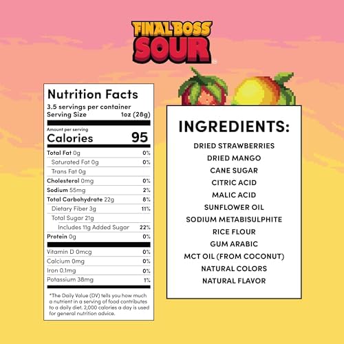 Final Boss Sour Fruit Candy, Strawberry & Mango, Level 2, 4 Pack