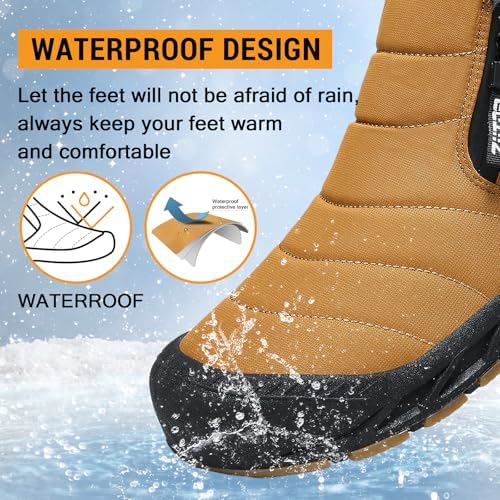 ziitop Snow Boots Mens Waterproof Winter Boots Fur Lined Warm Ankle Boots