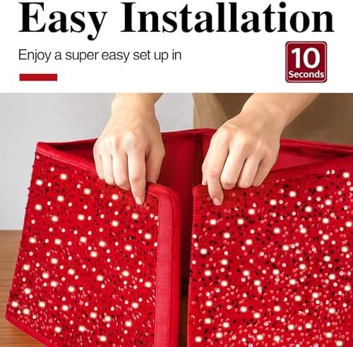 XmasExp Christmas Tree Collar, 39 inch Sequin Tree Skirt Stand Base Cover for Home Decor (Red, X-Large)