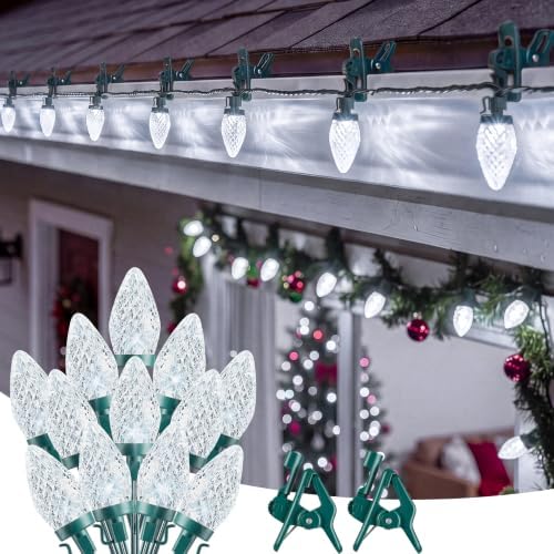 Brightown Christmas Lights Outdoor, 102FT 150LED C9 String Light with Clips