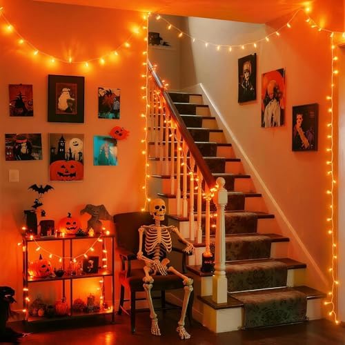JMEXSUSS 150 LED Orange Halloween Lights Indoor, Fall Lights Plug in