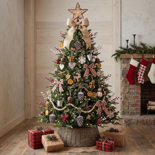 YUNKE Pre-Lit Artificial Christmas Tree with 650 Lights & 3135 Fluffy Tips