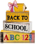 Lineshading 4 Pcs Back To School Table Decorations Wooden Pencil Blocks