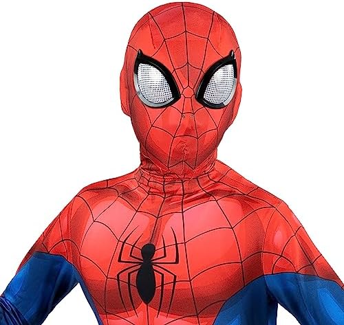 Marvel Spider-Man Official Youth Deluxe Zentai Costume - Deluxe Two-Way Stretch Spandex with Invisible Zippers and Wrist Openings for Added Convenience (S)