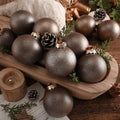 Yunlly 12 Pcs Neutral Christmas Ornament, Brown, 3.15''