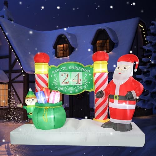 6.89 FT Christmas Outdoor Inflatable Santa Claus Calendar Countdown Decor