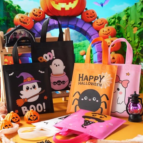 Sweetude 120 Pcs Halloween Tote Bags Bulk Halloween Trick Treat with Handle