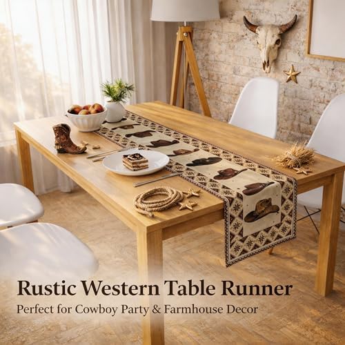 Western Party Decorations - Western Cowboy Table Runner for Cowboy Party Decorations | Western Backdrop for Home Decor - Western Cowboy Party Favors Supplies for Home Kitchen
