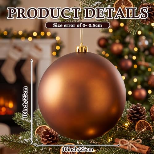 Threan 10 Inch Large Chocolate Brown Matte Christmas Ball Ornaments