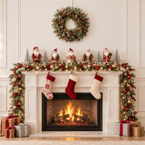 Christmas Wreath 24 Inch Christmas Wreaths for Front Door Xmas Red Berry Wreath with Green Eucalyptus Leaves Pine Cones Red Berries for Wall Window Porch Xmas Holiday Winter Decorations