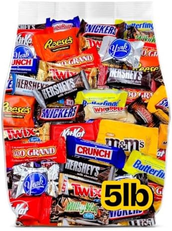Halloween Chocolate Candy Variety Pack - 5lb Bulk Chocolate Candy Individually Wrapped - Bulk Halloween Candy for Trick or Treat, Pinata Stuffers, Party Favors, Office Snacks & Candy Bowls - 5 Pounds