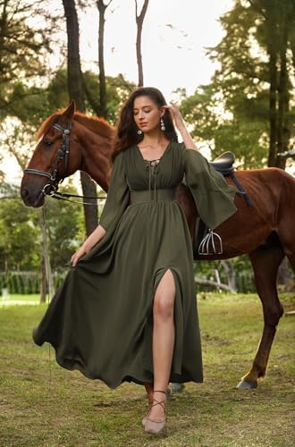 Scarlet Darkness Renaissance Costume Women Pirate Medieval Maxi Dress