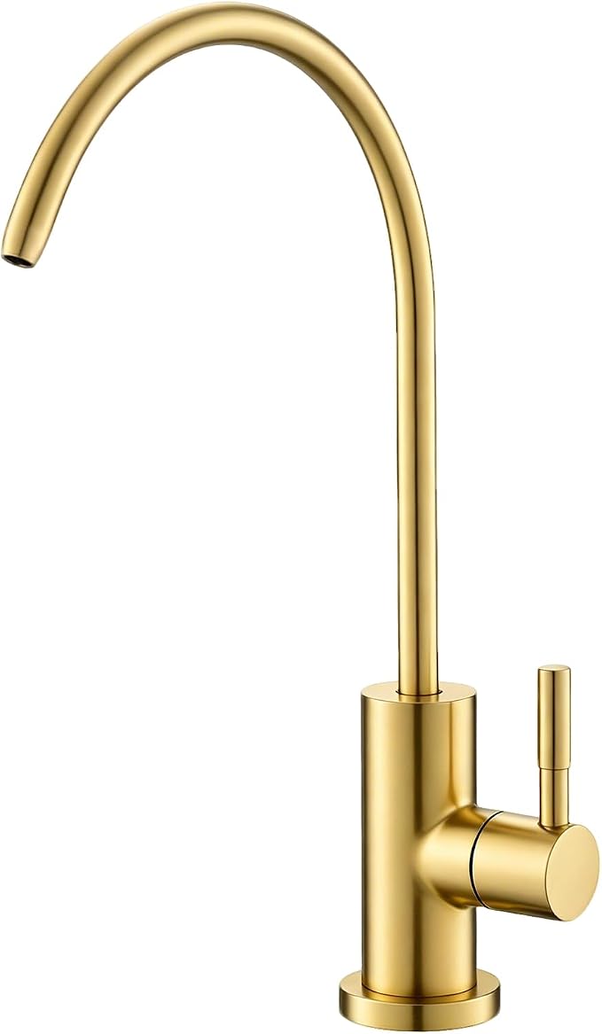 Gold Reverse Osmosis Faucet Kicimpro Kitchen Water Filter Faucet Non-Air-Gap Drinking Water Bar Faucet 304 Stainless Steel Gold Finish Lead-Free