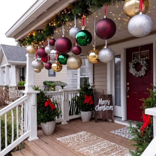 Threan 6 Inch Burgundy Matte Large Christmas Ball Ornament