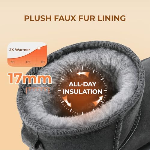 DREAM PAIRS Women's Genuine Suede Winter Mini Snow Boots
