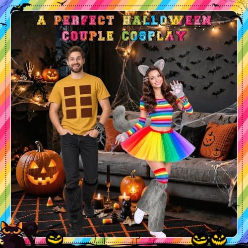 18 Pcs Halloween Rainbow Cat Costume Outfit Funny Couples Halloween Costume