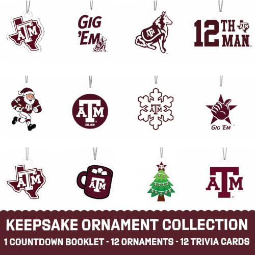 Texas A&M Aggies 12-Day Christmas Ornament Advent Calendar Football Gift