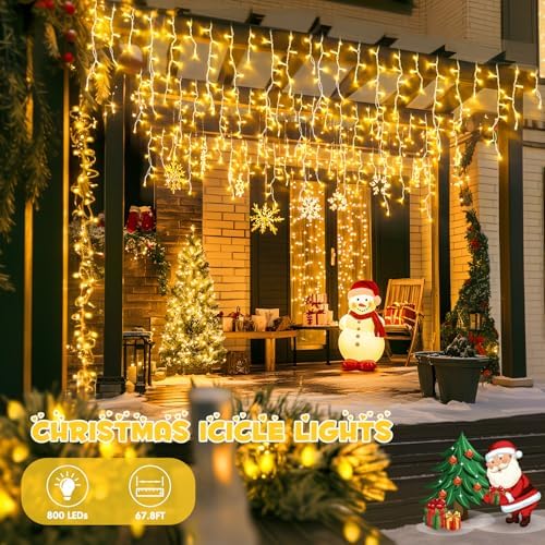 JMEXSUSS Christmas Icicle Lights for Outside,800 LED Warm White