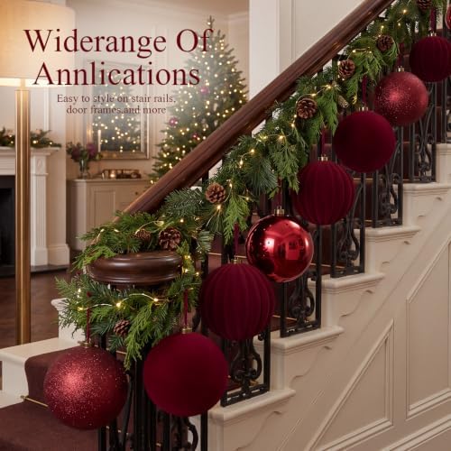 Liliful 8 Pcs 8 Inch Extra Large Christmas Ball Ornaments Decor, Burgundy