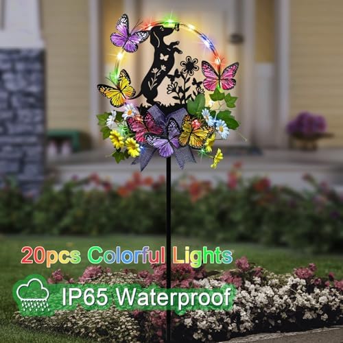 Dachshund Gifts for Women,Outdoor Solar Lights Powered Garden Decor Stake