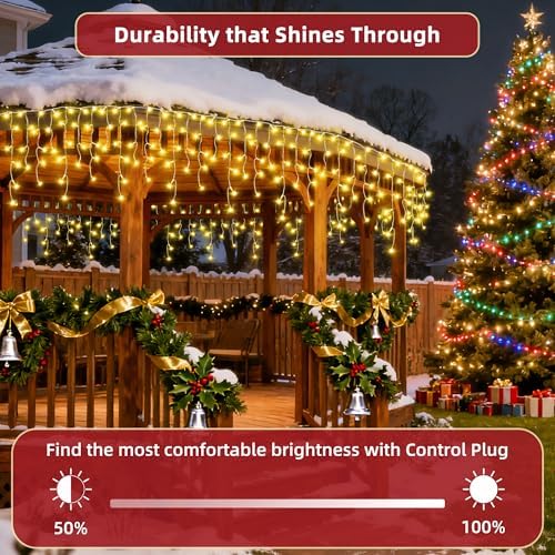 670 LED 66ft Christmas Lights with 148 Drops, 12 Lighting Modes Warm White Christmas Decoration Twinkling Lights Dimmable, Timer Outdoor Waterproof Fairy Lights for Indoor Garden House Eaves Roof