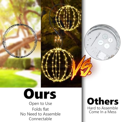 Flacchi Set of 2 Sizes Christmas Balls Warm White Hanging Solar Lights